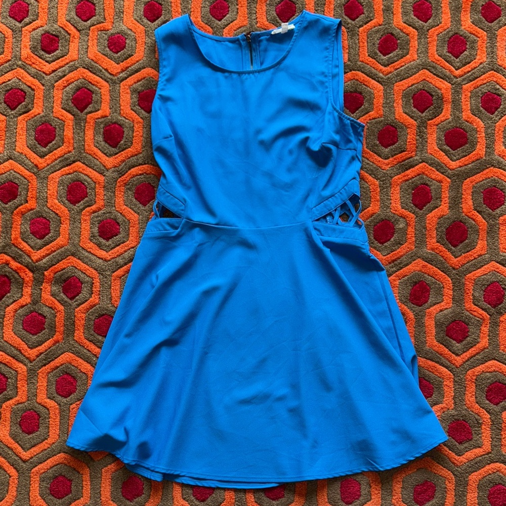 MAKE OFFER! Mine Vibrant Blue Sleeveless Dress with Back Zip Size Large